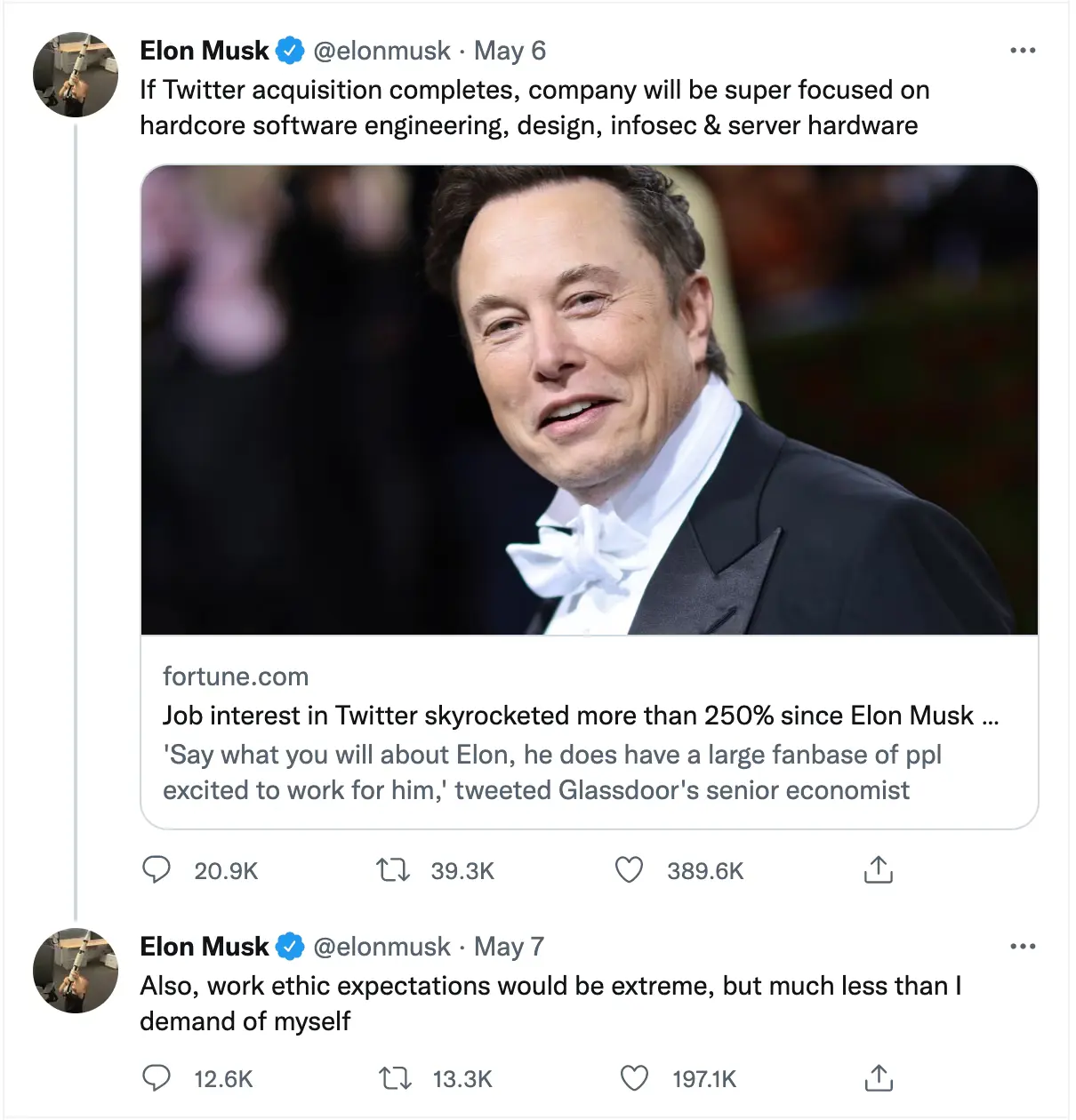 Elon expects increase in work ethics when he takes over Twitter...